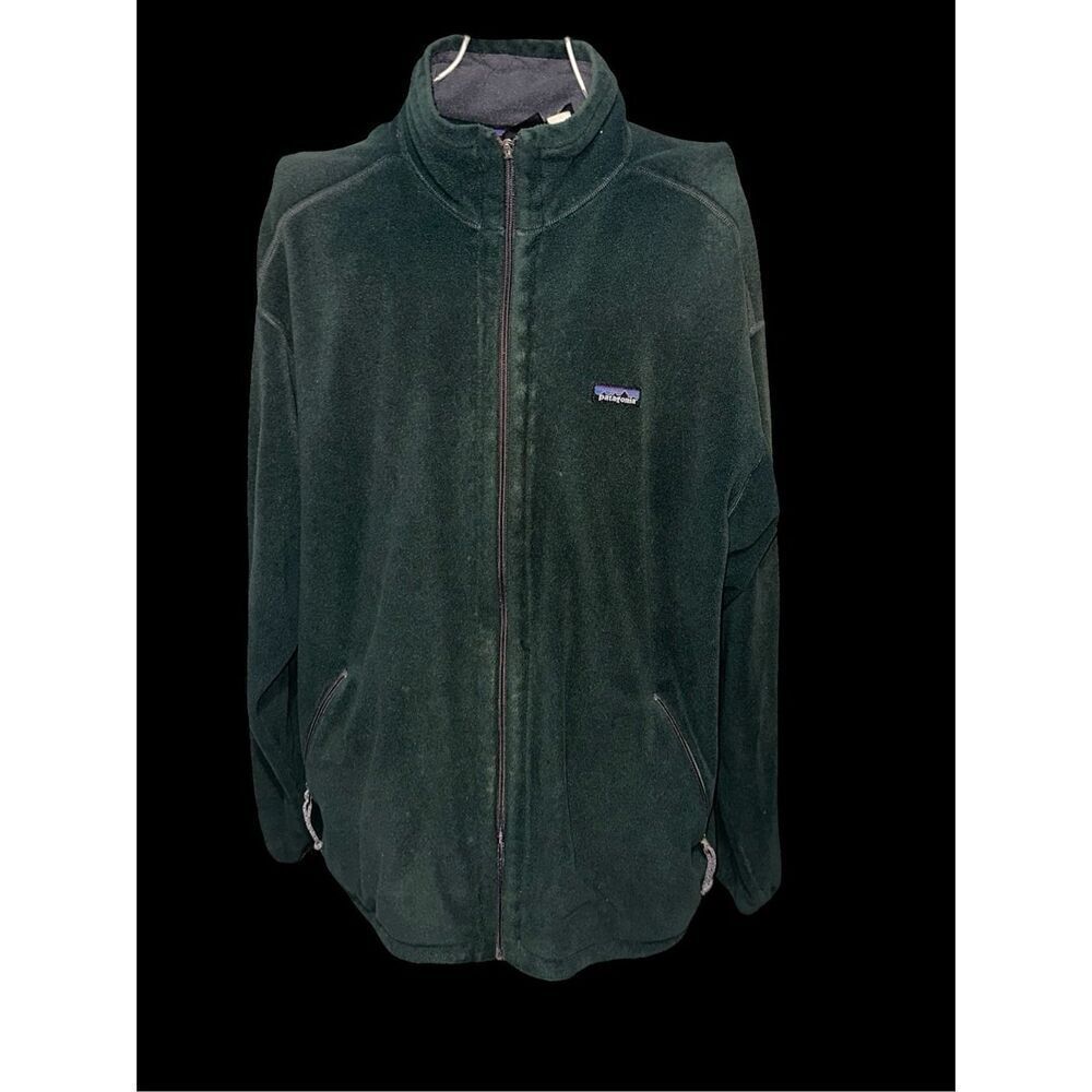 RARE VINTAGE 1999 Patagonia Jacket Men XL Fleece Full Zip Up Green Made in USA - Picture 11 of 16